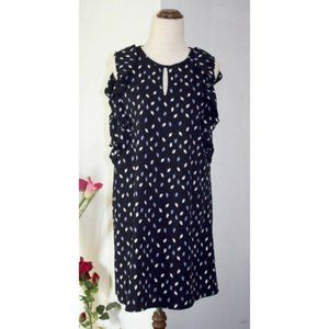 Atmos  &  Here Shift Dress Size 10 Small Navy Blue Sleeveless Abstract